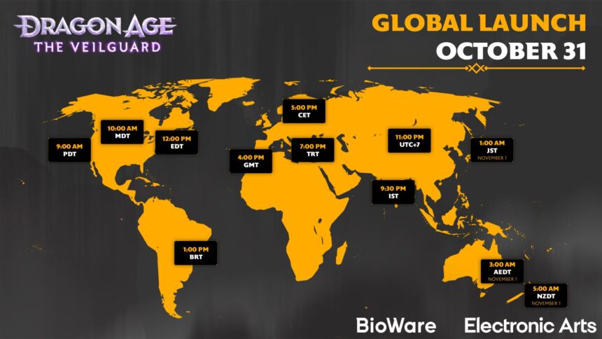 Dragon Age The Veilguard global launch timings