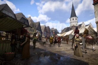 Kingdom Come Deliverance 2 screenshot of the Kuttenberg city square in daytime.